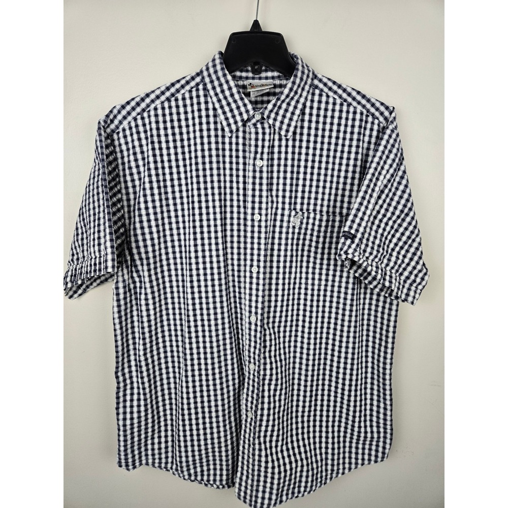 Walt‎ Disney World Mens XL  Short Sleeve Button Up Shirt Mickey Mouse Embroidery